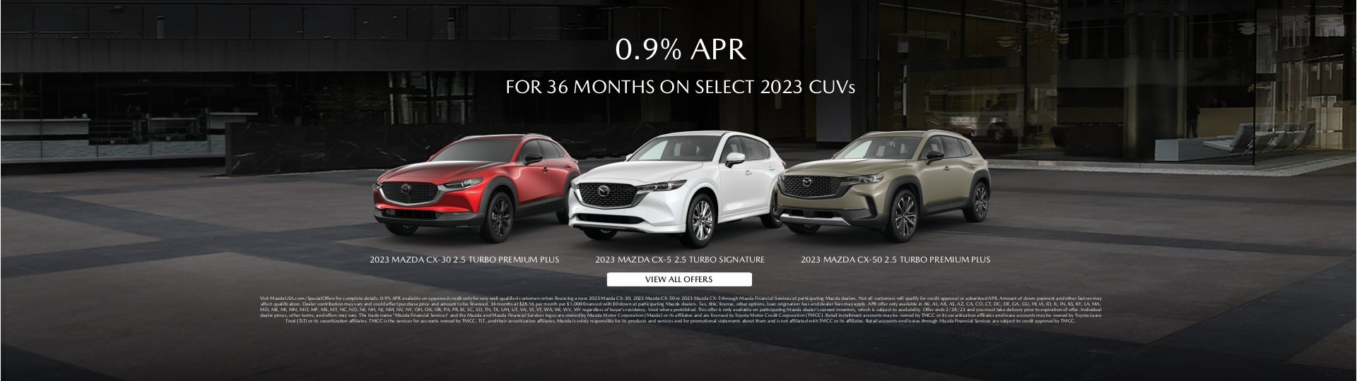 0.9% APR for 36 months on select SUV's